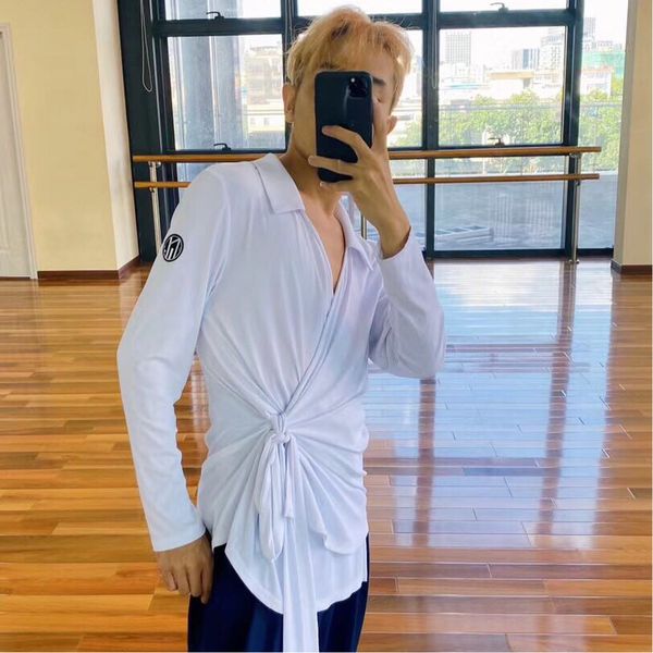 

2021 latin dance shirts for men latin ballroom pratcie wear winter latina dance stage costume black tap dance wear jl1615, Black;red