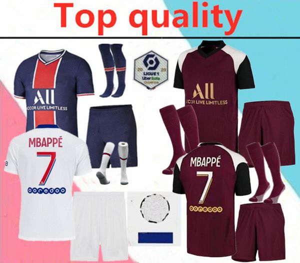 

2020 paris mbappe soccer jerseys full kits 20/21 mbappe verratti cavani maillot de foot survetement soccer jersey kits +socks, Black