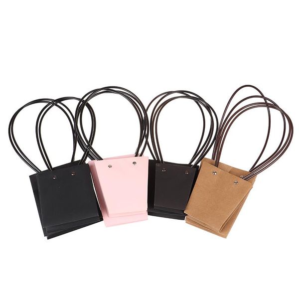 

kraft paper bags flower box with handle waterproof bouquet florist gift box