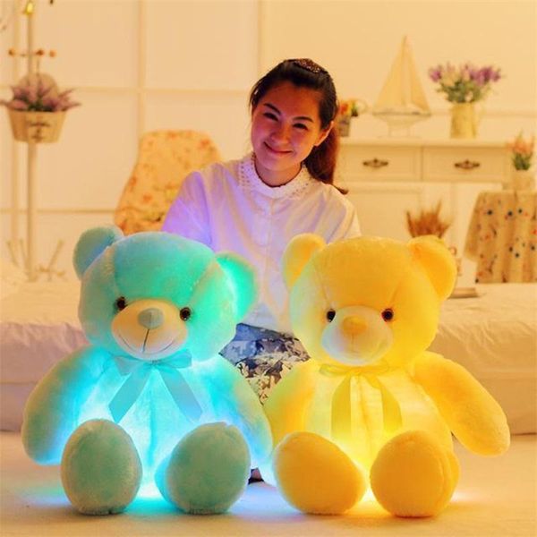 

50cm glowing stuffeed animal led flashing plush cute light up coloful teddy bear dolls toy kid baby toy birthday holiday gift.#wed