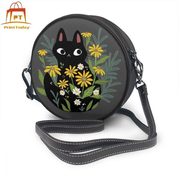 

with cat shoulder bag with cat leather bag street trend women bags student slim round purse