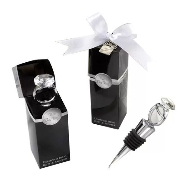 Crystal Diamond Ring Stoppers Home Cozinha Bar Ferramentas Champagne Garrafa Stopper Wedding Gift Gift Gifts Box Embalagem