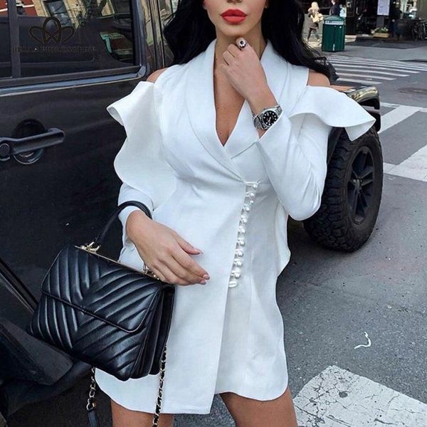 

bella philosophy women long sleeve ruffles blazer jacket vintage off shoulder female blazer street wear office lady outwear, White;black