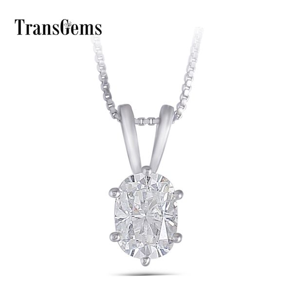 

transgems 14k white gold moissanite pendant 1ct 5x7mm gh color cushion moissanite pendant for women y200620, Silver