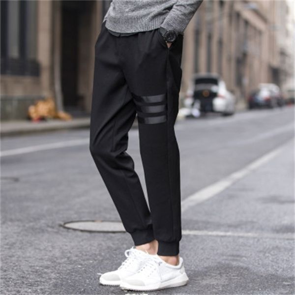

fashion new men's long black harem casual trousers loose elastic waist halloween party pants 201114
