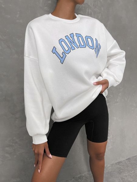 

letter graphic drop shoulder sweatshirt 68ew#, White;black