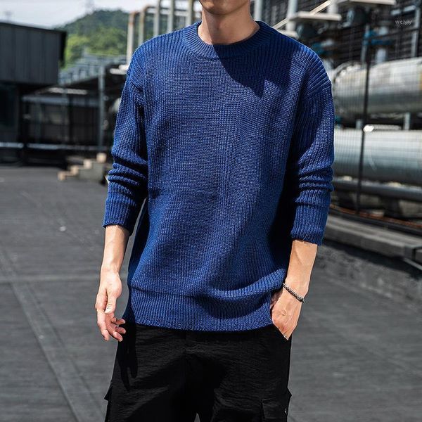 

autumn and winter 2020 sweaters men's korean version loose solid collar bottom knit shirt tidal streamline clothes men1, White;black