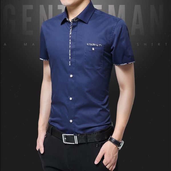 

plus size 5xl 2021 summer new korean style men short sleeve shirt fashion color slim fit casual shirt men clothes, White;black