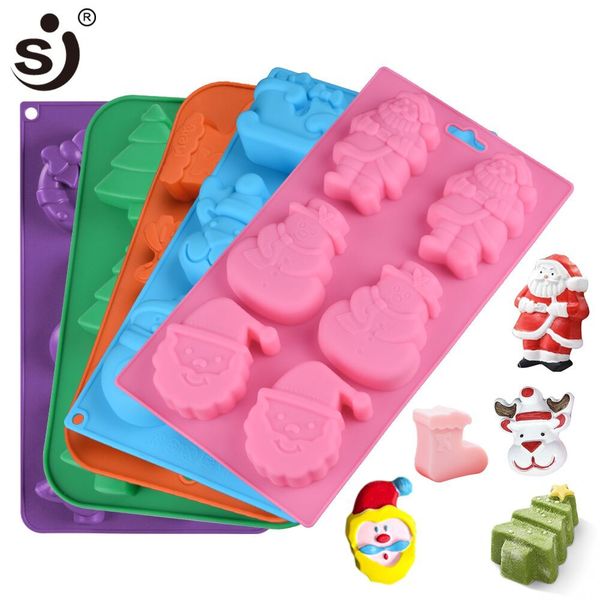 

sj silicone christmas molds mold diy handmade craft 3d soap making supplies cake plaster candle elk,christma decor for kids