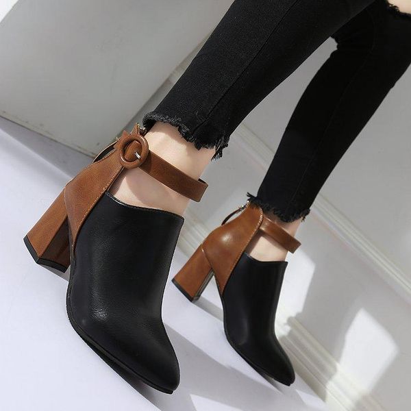 

2020 winter new autumn snow boots ladies pointed toe high-heeled women's boots women shoes, Black