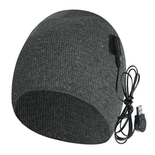 

beanies men women washable skull beanie battery elastic electric heated hat skiing knit cycling fishing rechargeable cap warm solid