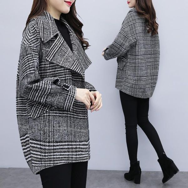 

kmetram woolen coat female jacket woman spring 2020 streetwear trench coats and jackets women outwear casaco feminino my2587, Black