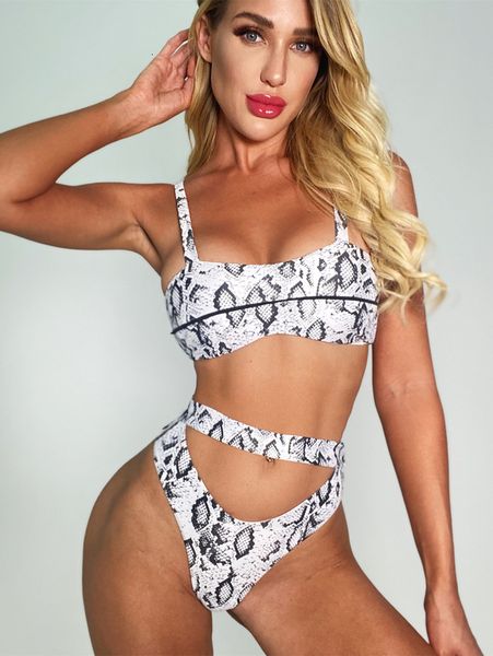 

chanshuang new snake print bandage women's swimsuit split bikini