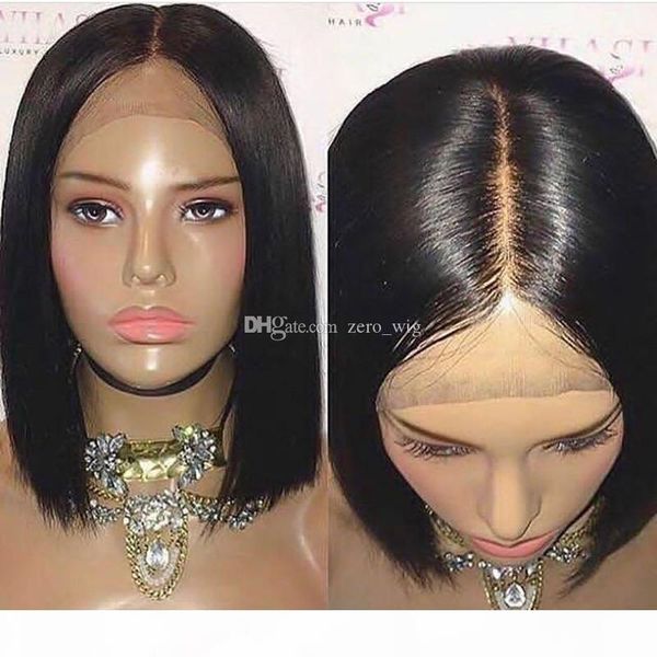 

new arrival unprocessed peruvian human hair bob silky straight bleached knots silk full lace wigs with baby hair, Black;brown