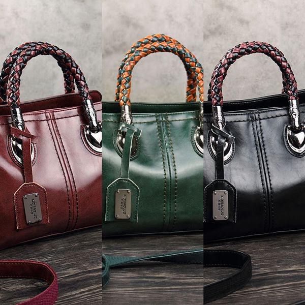 

2020 sidi paul new fashion oil wax contrast color portable crossbody multi- compartment pillow-shaped zipper zipper women's bag wsd3x
