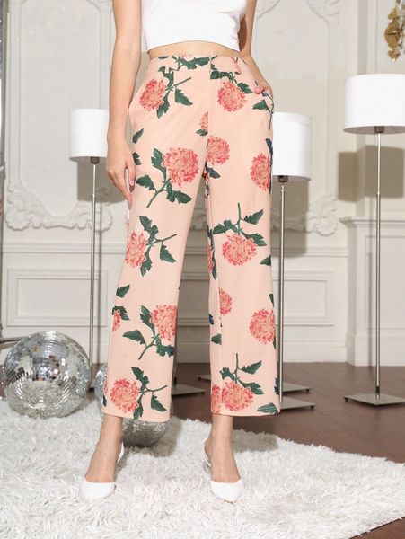 

x taii bangkok floral print straight leg pants u8yz#, Black;white