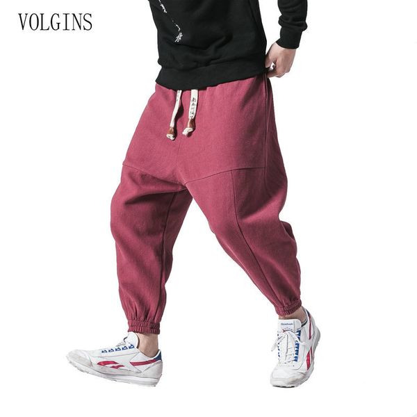 

streetwear casual cotton linen trousers male thick fleece harem men women 2020 winter warm jogger pants dropshipping