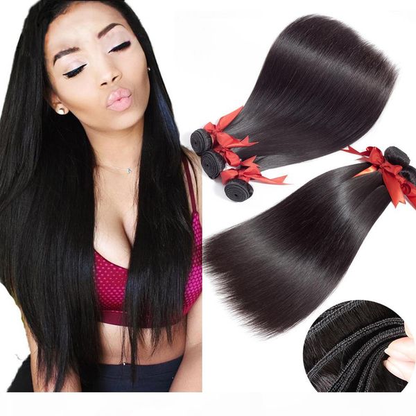 

beaudiva 7a brazilian hair straight 100% unprocessed brazilian virgin human hair 3 bundles with 13*4 closure straight weave natural color, Black;brown