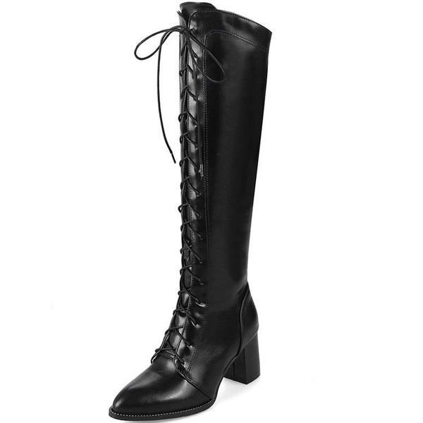

women's boots autumn boots-women pointe shoes winter footwear thigh high heels high booties ladies 2020, Black