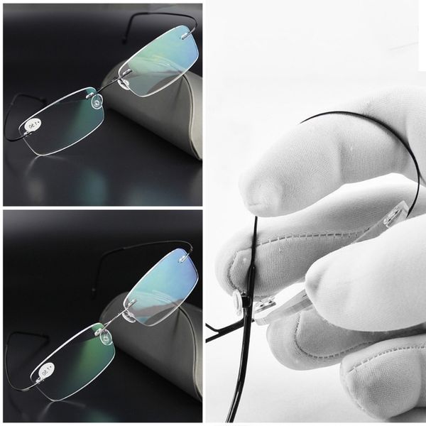 

ultralight titanium rimless rectangular spectacles eyeglass frame eyewear reading glasses