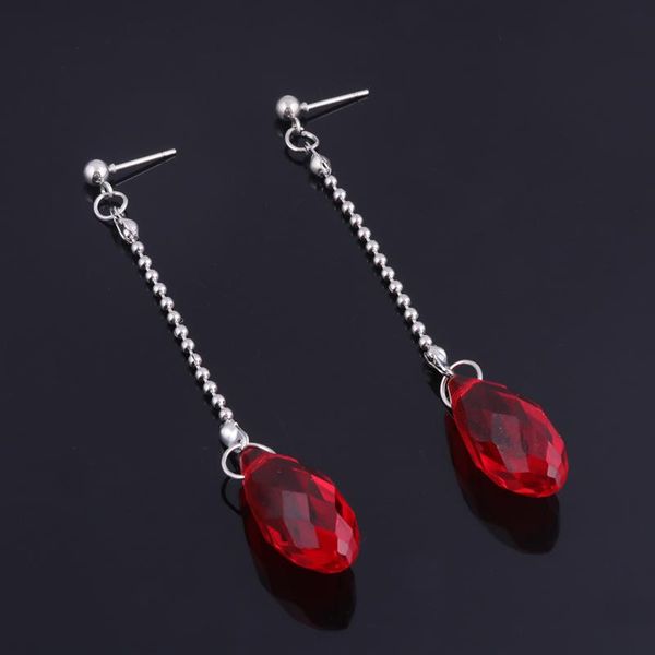 

stud rj anime Ã kurapika earrings charms ear clip red crystal drop earring women 2021 cospaly jewelry gift, Golden;silver