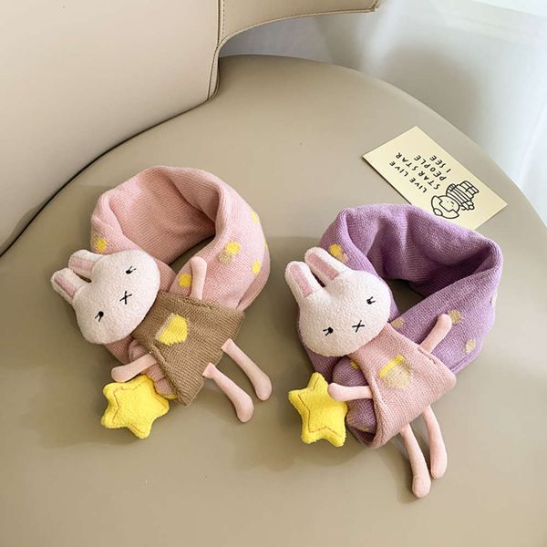 

korean point scarf wave cartoon cute children's knitting boys girls neckband autumn and winter warm neck cover l1qk, Red;brown