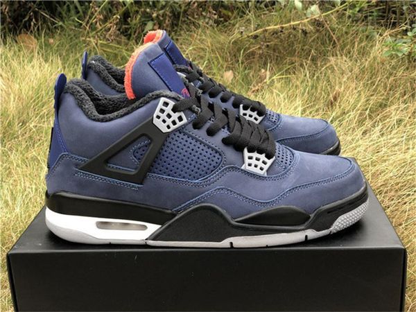 

est authentic 4 winter loyal blue wntr white habanero red black 4s dress shoes men cq9597-401 sneakers with box