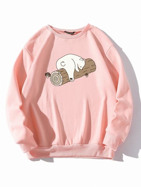 

cartoon print thermal lined sweatshirt n2xi#, White;black