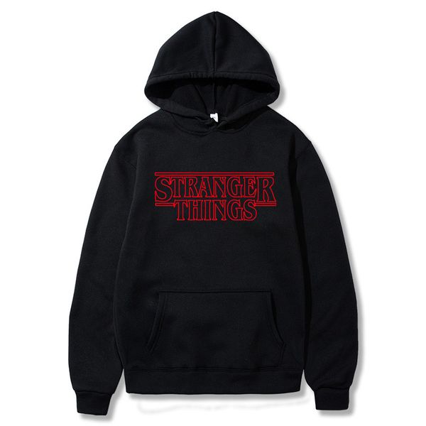 

trendy faces stranger things hooded men hoodies and sweatshirts oversized for autumn winter hip hop streetwear men hoody c0929, Black