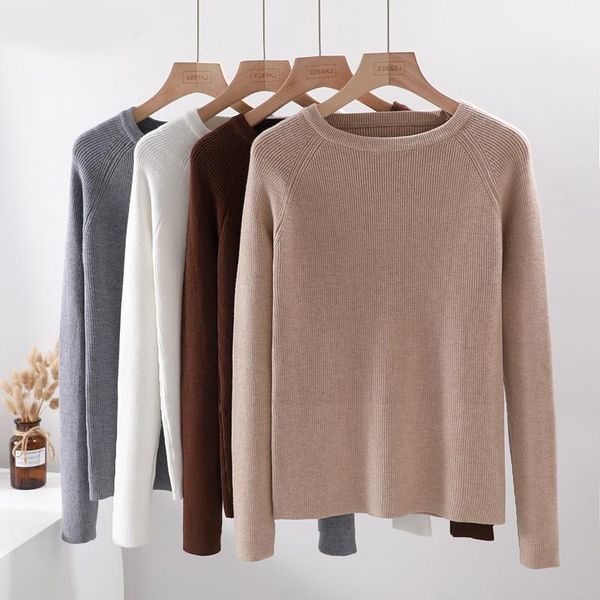 

casual basic autumn winter thick sweater women long sleeve o neck soft knit sweater pullovers solid female jumper top, White;black