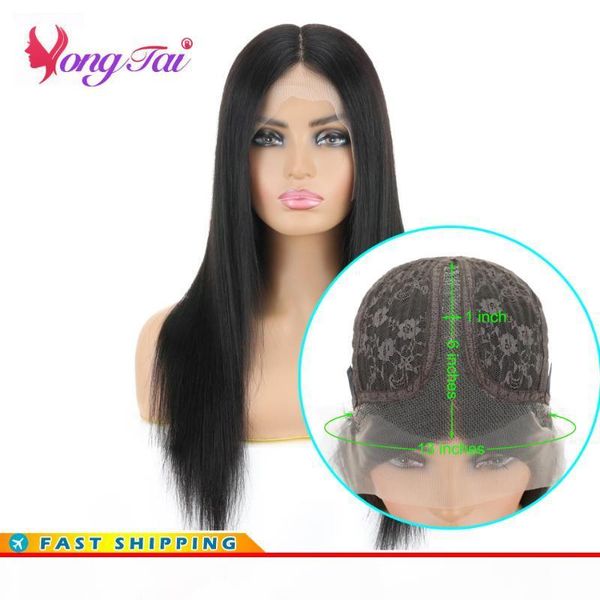 

yuyongtai 250 density straight t part lace wig transparent lace part wigs virgin human hair wigs brazilian hair, Black;brown