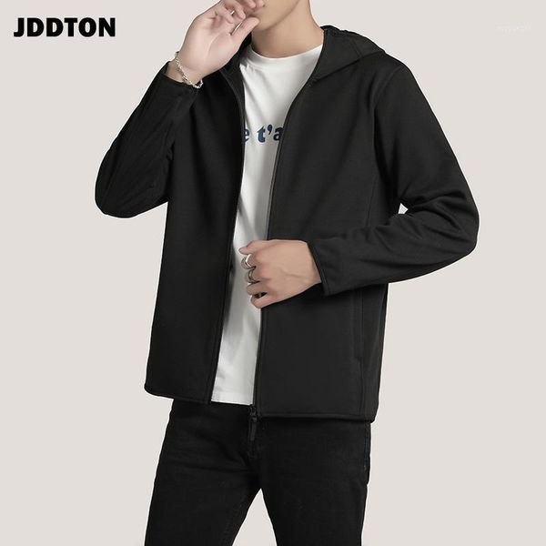 

jddton new men's hooded fleece jackets spring autumn cardigan outwear windbreaker casual loose coats hip hop male overcoat je2641, Black;brown