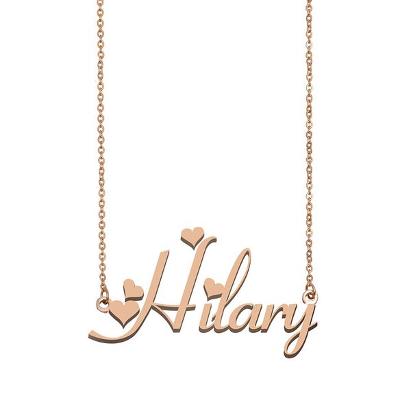 

hilary name necklaces pendant custom personalized for women girls children friends mothers gifts 18k gold plated stainless steel, Silver