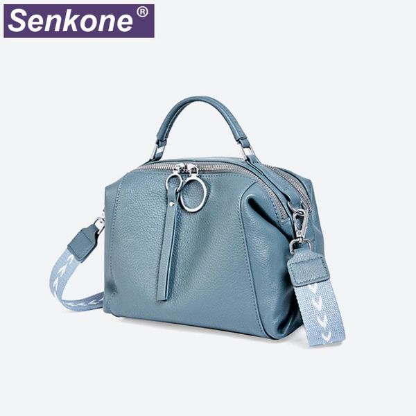 

2020 solid color soft cowhide leather women's handbag roomy wide strap female shoulder bag crossbody bags totes women hobo bags