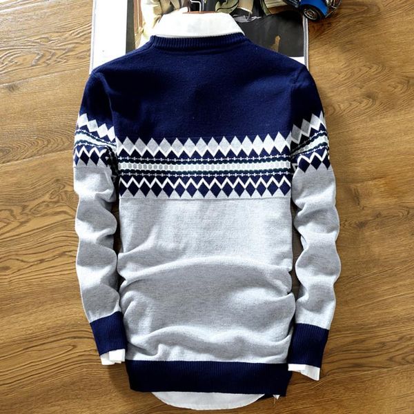

men's casual stripes long sleeve slim round neck office business jumper knitted pullover sweaters plus size, White;black