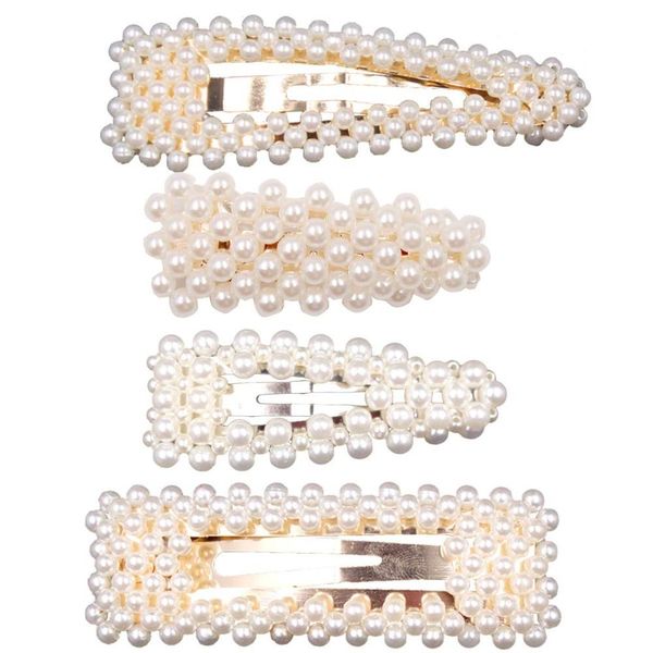 

12 women pearls clips hair accessories for girls women plated metal pearl clips barrettes hair pins for wedding bridal jlldux, Slivery;white