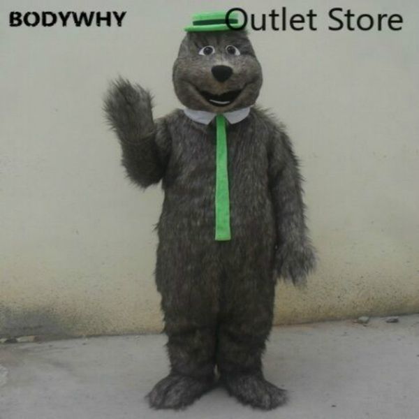 

mascot costumes long hairy gray bear mole mouse mascot costume dress halloween furry suits party game fursuit outfits carnival xmas ad, Red;yellow