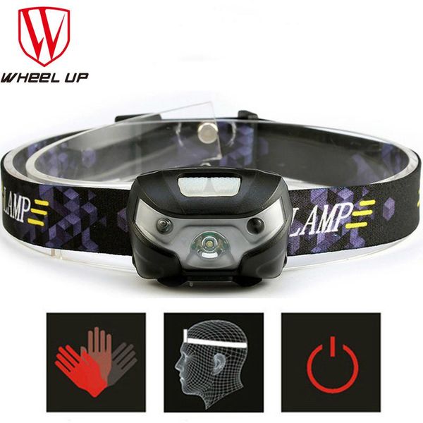 

wheel up protable usb rechargeable led headlamps smart sensor bicycle head light lamp outdoor fashing camping searchlight h320
