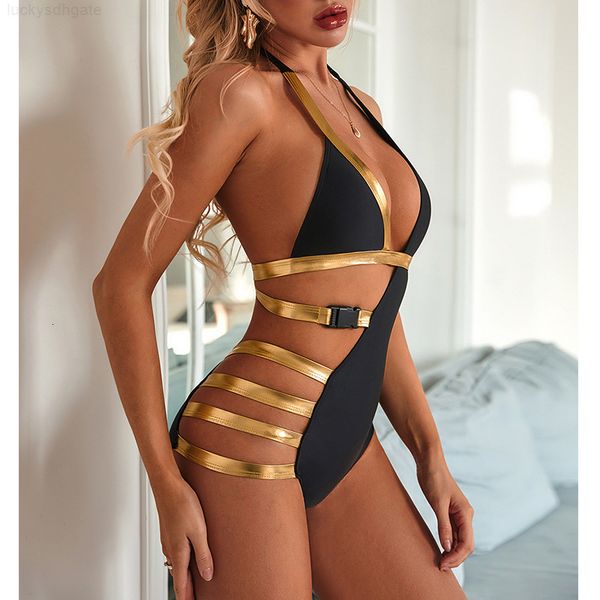 

piece swimwear one 2020 women new push up monokini bandage bathing suits hollow out swimsuit female swimming suit t, White;black