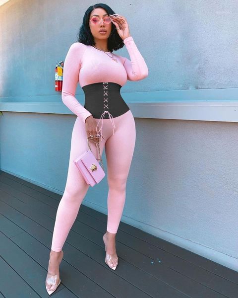 

fitness solid jumpsuit women long sleeve zipper bodysuit corset bandage jumpsuits streetwear workout rompers overalls playsuit1, Black;white