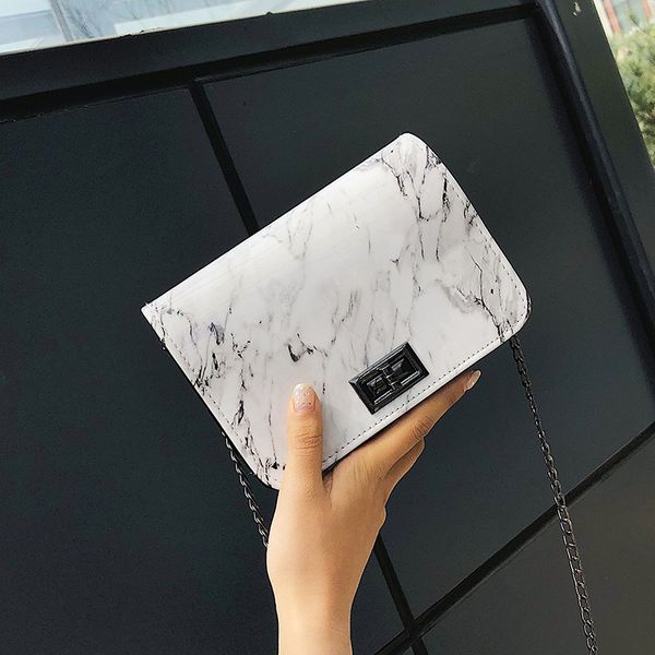 

bags for women 2019 pattern shoulder lock buckle wild messenger small square marble white bag designer handbags