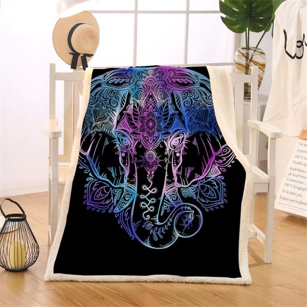 

neon elephant blanket mandala lotus sherpa flannel fleece throw blanket reversible soft bedding for adults kids
