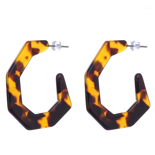 

vintage leopard acetate resin earrings for women geometric large polygonal hoop earrings tortoiseshell pendientes jewelry gifts1, Golden
