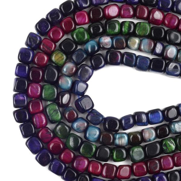 

8x8mm natural colorful tiger eye square stone beads round loose spacer beads for jewelry making diy bracelet handmade necklace