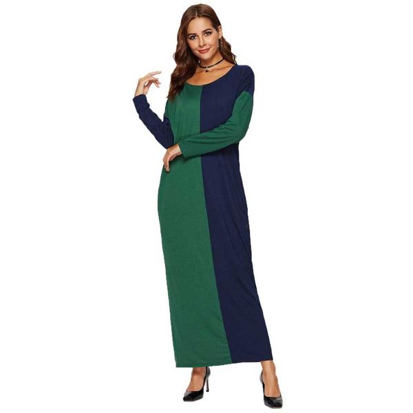 

ethnic color block patchwork dress for women long sleeve bohemian maxi gown kaftan abaya ramadan eid arabic robe dubai vkdr1926, Red