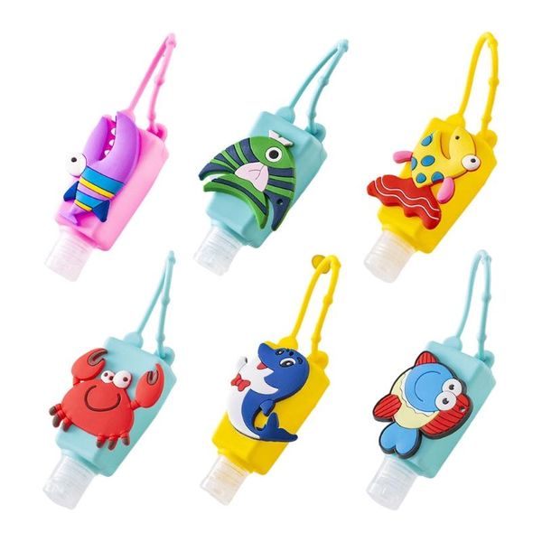 

storage bottles & jars 6 pack 30ml empty refillable squeeze with cartoon fish silicone holder d5bf