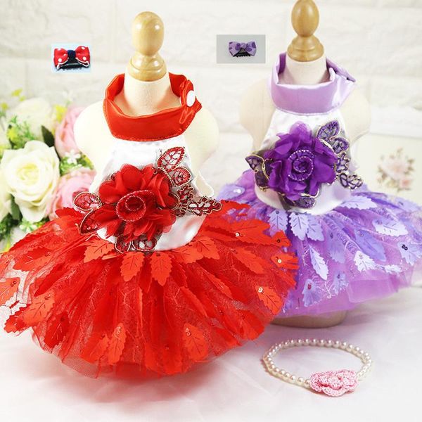 

summer pet dog clothes dress sweety princess teddy puppy wedding dresses spring fashion dog small medium dogs pet accessories
