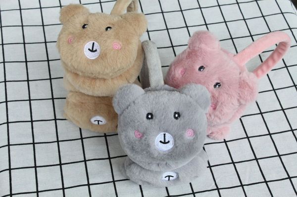 

6 pcs/lot bear warm ear warmer plush winter cute ear cover earmuffs cold outdoor 2020, Blue;gray
