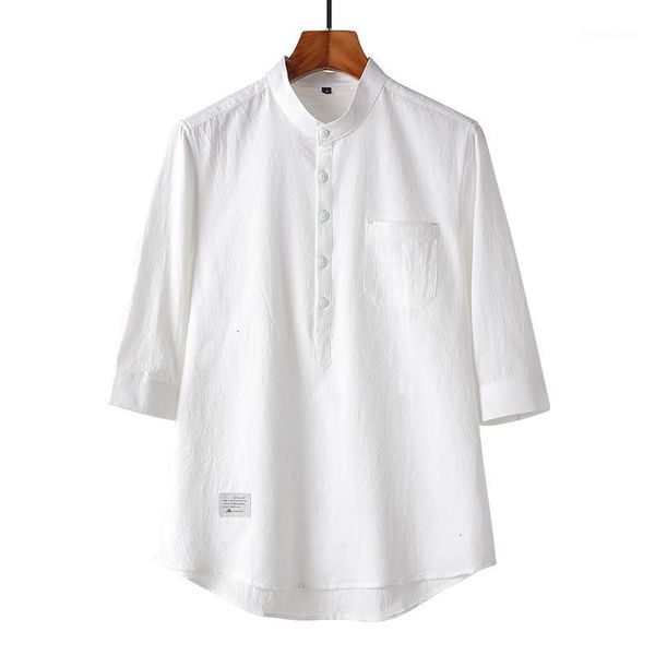 

fashion men, basic shirt men with seven-point cotton sleeve shirt, sportswear men's shirt size 20191, White;black