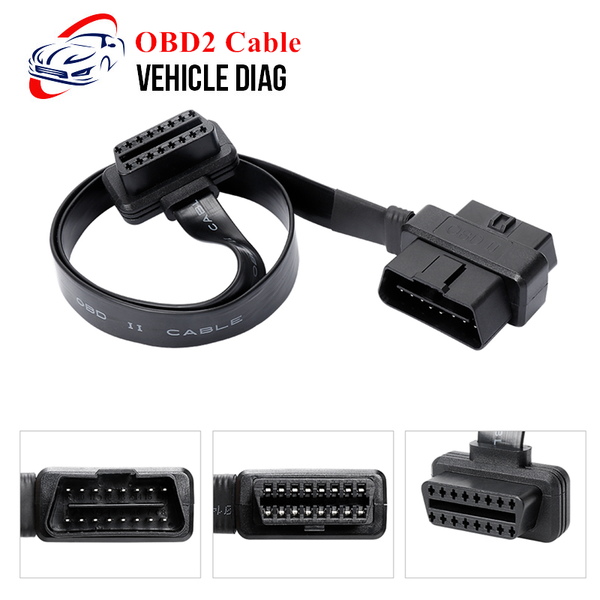 

obd2 extension cable 60cm/100cm/30cm 1 to 2 splitter wire obd2 extender connector adapter male to female l-shaped elbow
